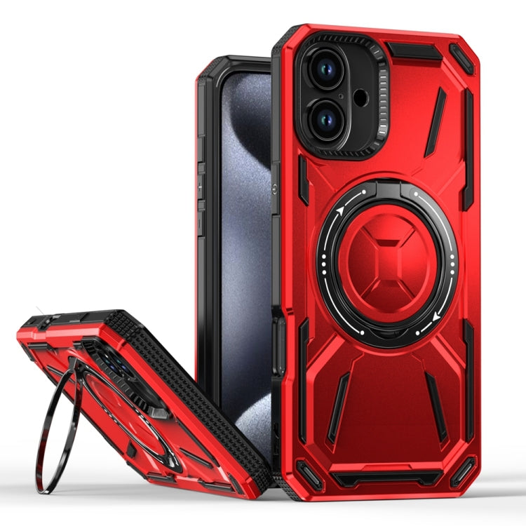 For iPhone 16 Plus Armor II Series MagSafe Magnetic Holder Phone Case(Red) - iPhone 16 Plus Cases by buy2fix | Online Shopping UK | buy2fix