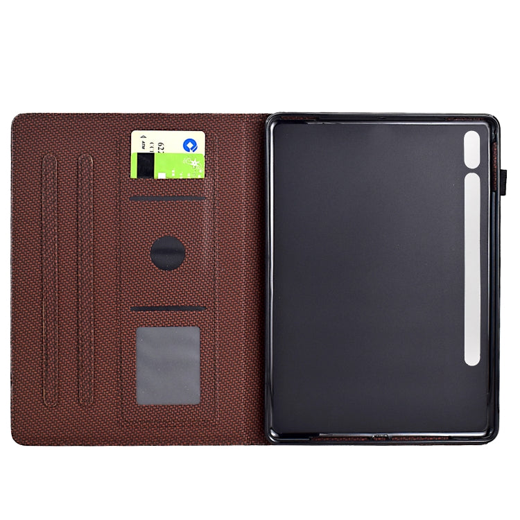 For Samsung Galaxy Tab S9 / S9 FE Solid Color Fiber Texture Smart Tablet Leather Case(Brown) - Galaxy Tab S9 Cases by buy2fix | Online Shopping UK | buy2fix