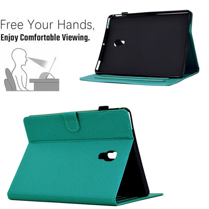 For Samsung Galaxy Tab A 10.5 Solid Color Fiber Texture Smart Tablet Leather Case(Lake Green) - Tab A 10.5 by buy2fix | Online Shopping UK | buy2fix