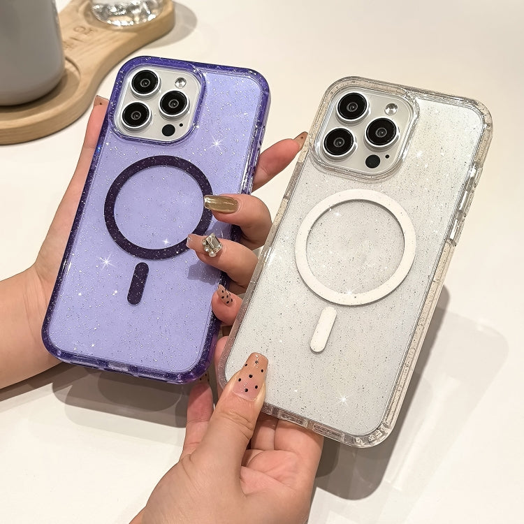 For iPhone 14 Pro Max Glitter Powder TPU Hybrid PC MagSafe Phone Case(Purple) - iPhone 14 Pro Max Cases by buy2fix | Online Shopping UK | buy2fix