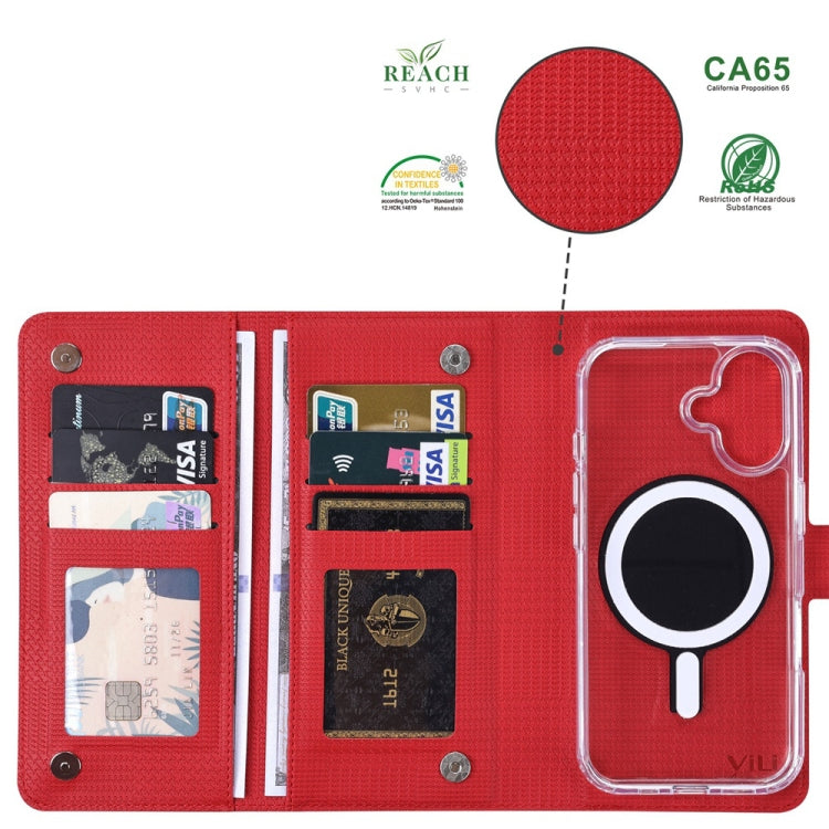 For iPhone 15 ViLi GHA-C Series RFID MagSafe Magnetic Flip Leather Phone Case(Red) - iPhone 15 Cases by ViLi | Online Shopping UK | buy2fix