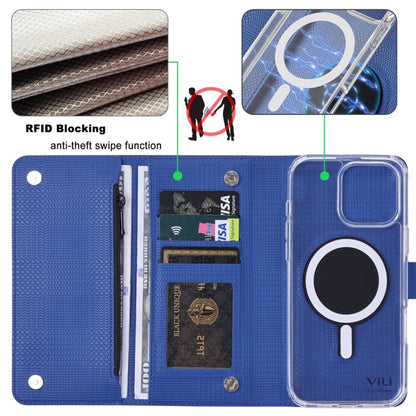 For iPhone 14 ViLi GHB-C Series RFID MagSafe Magnetic Flip Leather Phone Case(Blue) - iPhone 14 Cases by ViLi | Online Shopping UK | buy2fix