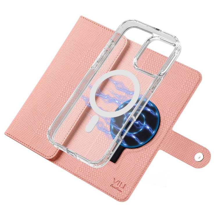 For iPhone 14 Pro ViLi GHB-C Series RFID MagSafe Magnetic Flip Leather Phone Case(Pink) - iPhone 14 Pro Cases by ViLi | Online Shopping UK | buy2fix