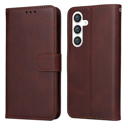 For Samsung Galaxy S25+ 5G Classic Calf Texture Flip Leather Phone Case(Brown) - Galaxy S25+ 5G Cases by buy2fix | Online Shopping UK | buy2fix