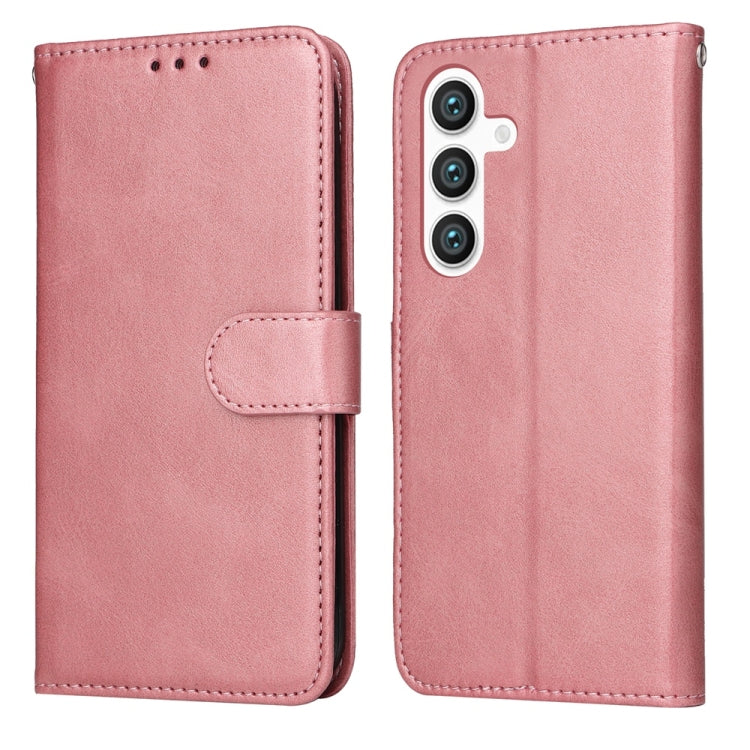 For Samsung Galaxy S25+ 5G Classic Calf Texture Flip Leather Phone Case(Rose Gold) - Galaxy S25+ 5G Cases by buy2fix | Online Shopping UK | buy2fix