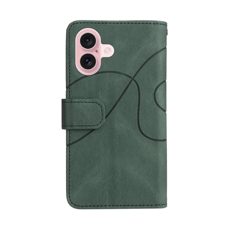 For iPhone 16 Dual-color 9 Card Slots Zipper Wallet Leather Phone Case(Green) - iPhone 16 Cases by buy2fix | Online Shopping UK | buy2fix