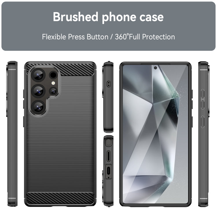 For Samsung Galaxy S25 Ultra 5G Carbon Fiber Brushed Texture TPU Phone Case(Black) - Galaxy S25 Ultra 5G Cases by buy2fix | Online Shopping UK | buy2fix