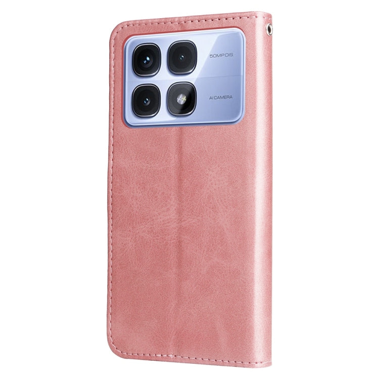 For Redmi K70 Ultra Fashion Calf Texture Zipper Leather Phone Case(Rose Gold) - Xiaomi Cases by buy2fix | Online Shopping UK | buy2fix