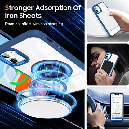 For iPhone 16 Plus Magnetic Rotating Ring Holder Phone Case(Dark Blue) - iPhone 16 Plus Cases by buy2fix | Online Shopping UK | buy2fix