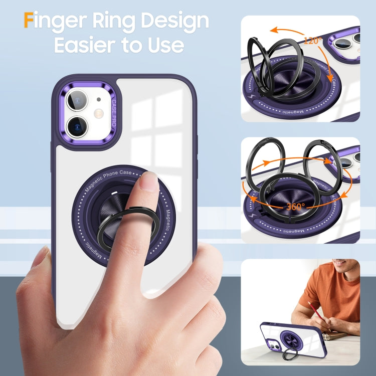 For iPhone 16 Magnetic Rotating Ring Holder Phone Case(Dark Purple) - iPhone 16 Cases by buy2fix | Online Shopping UK | buy2fix