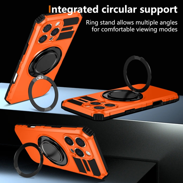 For iPhone 16 Pro Rotating Magnetic Holder Phone Case(Orange) - iPhone 16 Pro Cases by buy2fix | Online Shopping UK | buy2fix