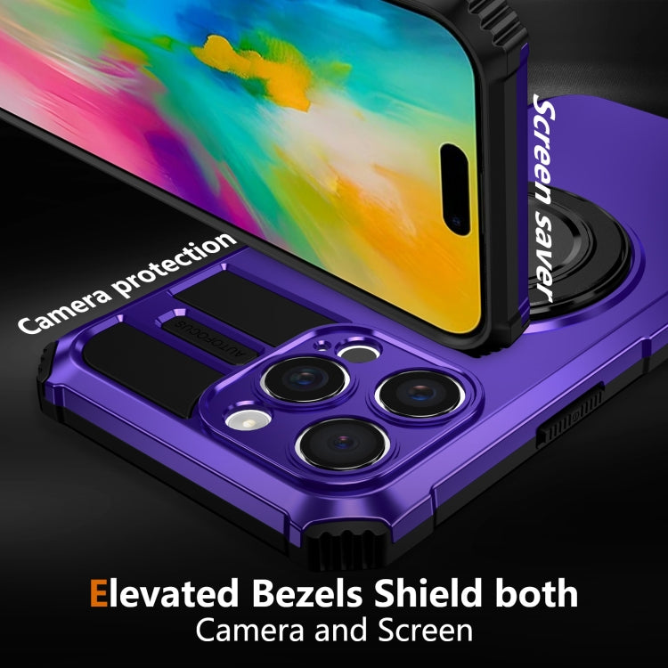 For iPhone 16 Pro Rotating Magnetic Holder Phone Case(Purple) - iPhone 16 Pro Cases by buy2fix | Online Shopping UK | buy2fix