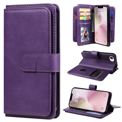 For iPhone SE 2024 Multi-Function Wallet 10 Card Slots Leather Phone Case(Violet) - More iPhone Cases by buy2fix | Online Shopping UK | buy2fix