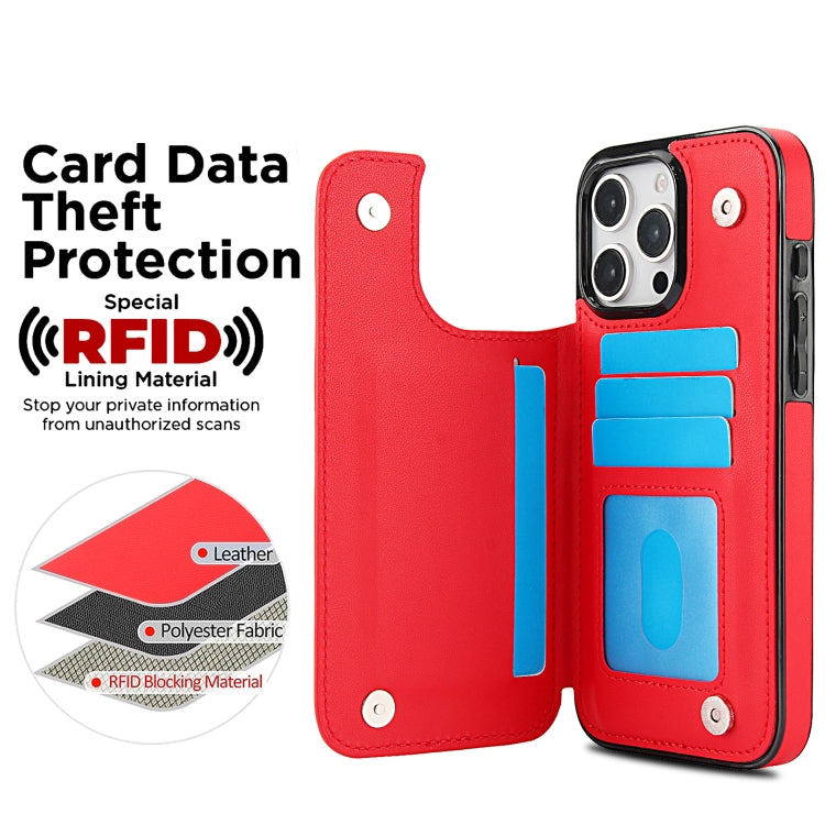 For iPhone 16 Pro Double Buckle Rhombic PU Leather Phone Case(Red) - iPhone 16 Pro Cases by buy2fix | Online Shopping UK | buy2fix