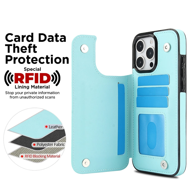 For iPhone 16 Pro Double Buckle Rhombic PU Leather Phone Case(Blue) - iPhone 16 Pro Cases by buy2fix | Online Shopping UK | buy2fix