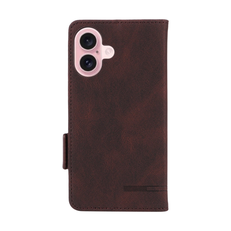 For iPhone 16 Plus Magnetic Clasp Leather Phone Case(Brown) - iPhone 16 Plus Cases by buy2fix | Online Shopping UK | buy2fix