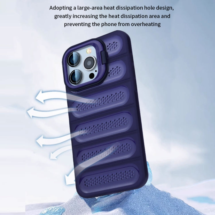 For iPhone 16 Invisible Holder Cooling Phone Case(Transparent Purple) - iPhone 16 Cases by buy2fix | Online Shopping UK | buy2fix