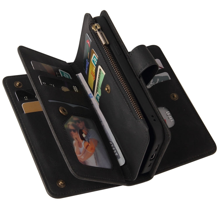 For Redmi K70 Skin Feel Multi Card Slots Zipper Wallet Leather Phone Case(Black) - K70 Cases by buy2fix | Online Shopping UK | buy2fix