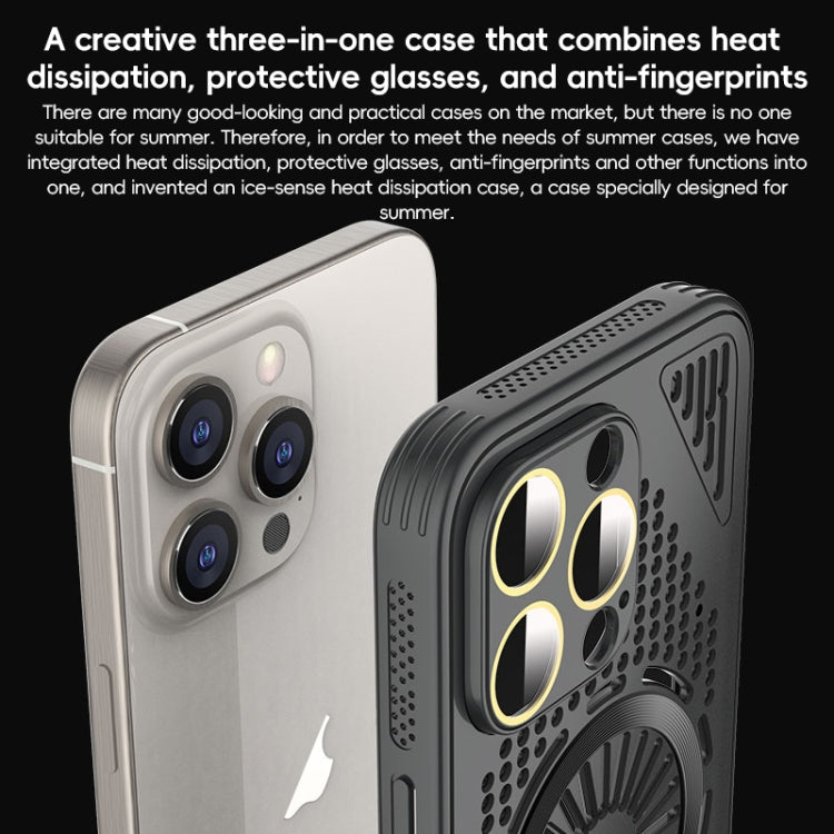 For iPhone 15 Hollow Cooling MagSafe Shockproof Phone Case(Black) - iPhone 15 Cases by buy2fix | Online Shopping UK | buy2fix