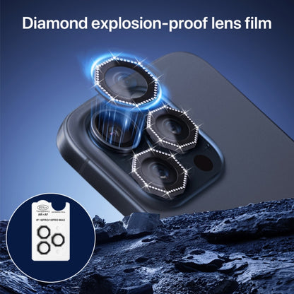 For iPhone 16 Pro / 16 Pro Max HD Lens Protective Film with Diamond(Dark Blue) - iPhone 16 Pro Max Tempered Glass by buy2fix | Online Shopping UK | buy2fix