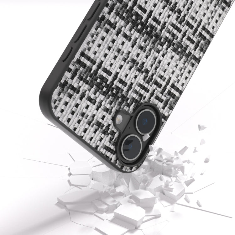 For iPhone 16 Plus Black Frame Color Lattice Texture PU Phone Case(Black) - iPhone 16 Plus Cases by buy2fix | Online Shopping UK | buy2fix