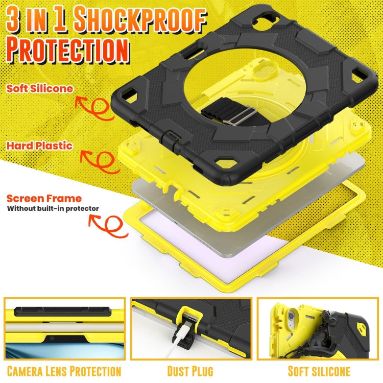 For iPad Air 11 2024 Spider Hand Grip Turntable Stand Tablet Case(Black Yellow) - iPad Air 11 2024 Cases by buy2fix | Online Shopping UK | buy2fix