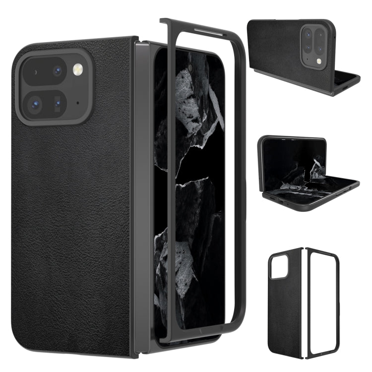 For Google Pixel 9 Pro Fold PU Leather Black Frame Full Coverage Phone Case(Black) - Google Cases by buy2fix | Online Shopping UK | buy2fix