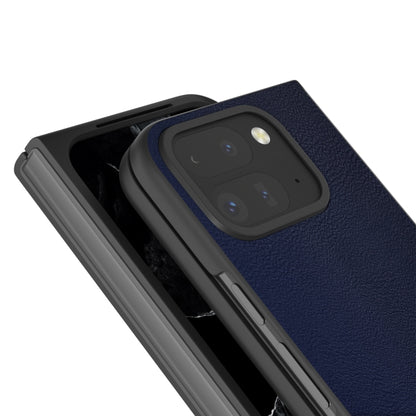 For Google Pixel 9 Pro Fold PU Leather Black Frame Full Coverage Phone Case(Dark Blue) - Google Cases by buy2fix | Online Shopping UK | buy2fix