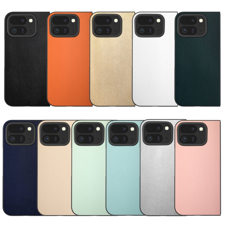 For Google Pixel 9 Pro Fold PU Leather Black Frame Full Coverage Phone Case(Dark Blue) - Google Cases by buy2fix | Online Shopping UK | buy2fix