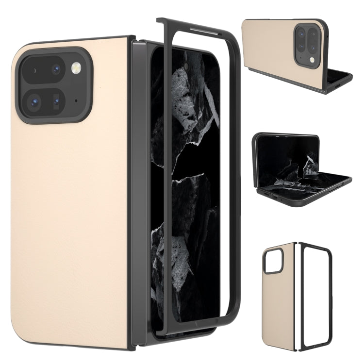 For Google Pixel 9 Pro Fold PU Leather Black Frame Full Coverage Phone Case(Peach Pink) - Google Cases by buy2fix | Online Shopping UK | buy2fix