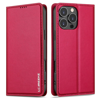 For iPhone 16 Pro Max LC.IMEEKE L1 Series Frosted Fine Texture PU Phone Case(Red) - iPhone 16 Pro Max Cases by LC.IMEEKE | Online Shopping UK | buy2fix