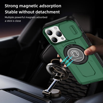 For iPhone 16 Pro Max Sliding Camshield TPU Hybrid PC Magnetic Holder Phone Case(Dark Green) - iPhone 16 Pro Max Cases by buy2fix | Online Shopping UK | buy2fix