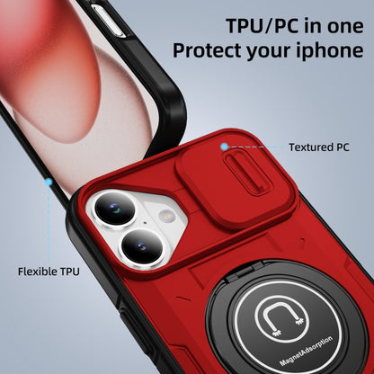 For iPhone 16 Plus Sliding Camshield TPU Hybrid PC Magnetic Holder Phone Case(Red) - iPhone 16 Plus Cases by buy2fix | Online Shopping UK | buy2fix