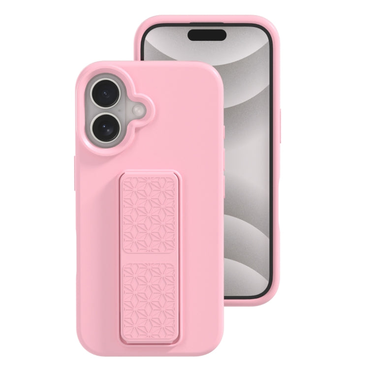 For iPhone 16 Liquid Silicone Holder Phone Case(Pink) - iPhone 16 Cases by buy2fix | Online Shopping UK | buy2fix