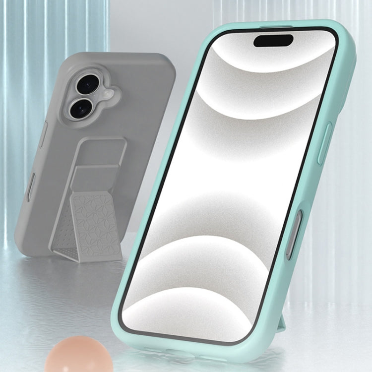 For iPhone 16 Liquid Silicone Holder Phone Case(Light Purple) - iPhone 16 Cases by buy2fix | Online Shopping UK | buy2fix