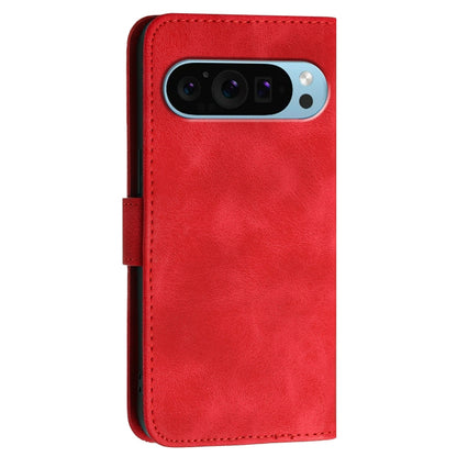 For Google Pixel 9 / 9 Pro YX0080 Grid Butterfly Embossed Pattern Flip Leather Phone Case with Lanyard(Red) - Google Cases by buy2fix | Online Shopping UK | buy2fix