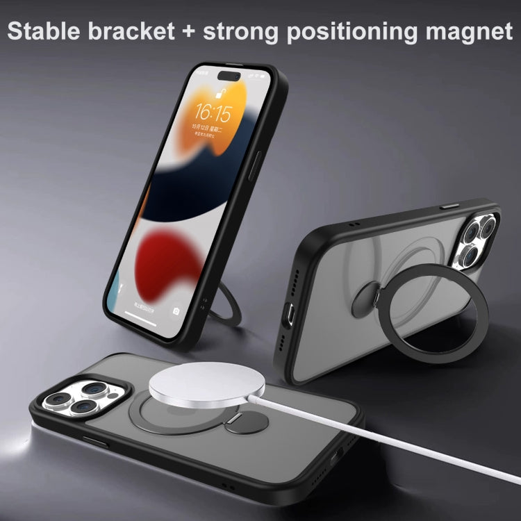 For iPhone 14 Pro Max 360 Degree Rotating MagSafe Magnetic Bracket Frosted Phone Case(Green) - iPhone 14 Pro Max Cases by buy2fix | Online Shopping UK | buy2fix