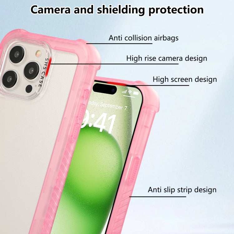 For iPhone 16 Pro Transparent Matte TPU Hybrid PC 3-in-1 Phone Case(Pink) - iPhone 16 Pro Cases by buy2fix | Online Shopping UK | buy2fix