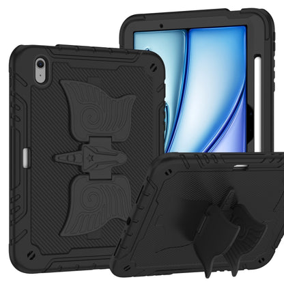 For iPad Air 11 2024 Kickstand PC Hybrid Silicone Tablet Case with Strap(Black) - iPad Air 11 2024 Cases by buy2fix | Online Shopping UK | buy2fix