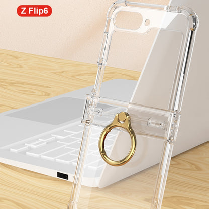 For Samsung Galaxy Z Flip6 GKK Clear Airbag Hinge Full Coverage Phone Case with Ring / Metal Chain(Gold) - Galaxy Z Flip6 5G Cases by GKK | Online Shopping UK | buy2fix