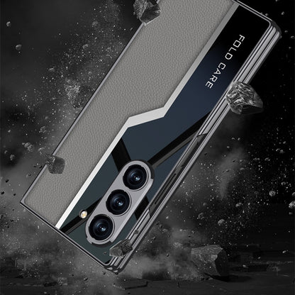 For Samsung Galaxy Z Fold6 GKK Integrated Plating TPU + Leather Supercar Full Coverage Phone Case(Carbon Fiber) - Galaxy Z Fold6 5G Cases by GKK | Online Shopping UK | buy2fix