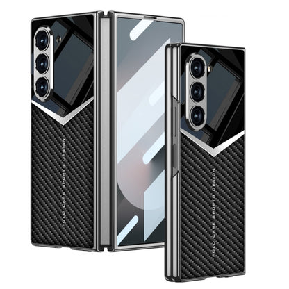 For Samsung Galaxy Z Fold6 GKK Integrated Plating Leather Knight Full Coverage Phone Case(Carbon Fibre) - Galaxy Z Fold6 5G Cases by GKK | Online Shopping UK | buy2fix