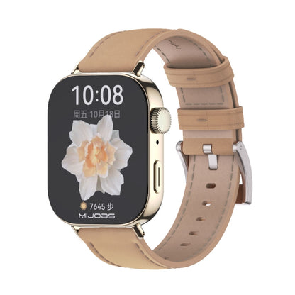 For Huawei Watch Fit3 MIJOBS Genuine Leather Watch Band(Apricot Light Gold) - Watch Bands by MIJOBS | Online Shopping UK | buy2fix