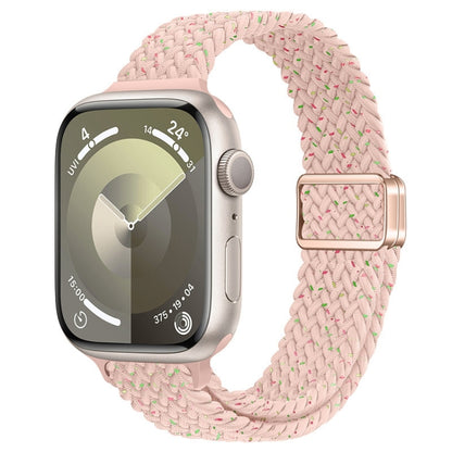 For Apple Watch Ultra 49mm Slim Magnetic Buckle Nylon Braided Watch Band(Starlight Pink) - Watch Bands by buy2fix | Online Shopping UK | buy2fix