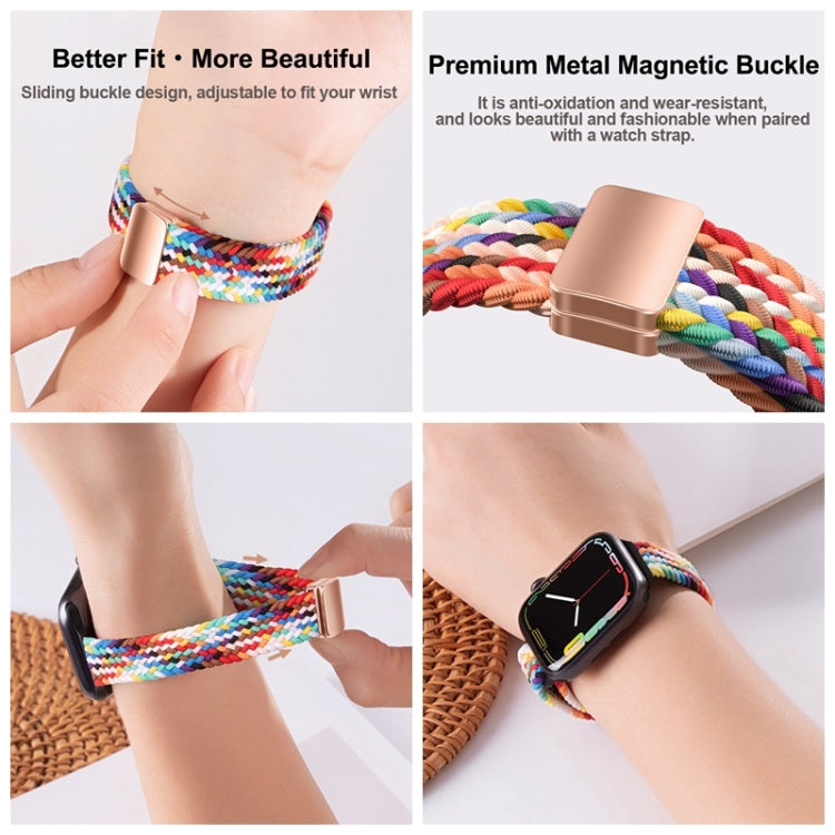 For Apple Watch Ultra 49mm Slim Magnetic Buckle Nylon Braided Watch Band(W Pattern Colorful) - Watch Bands by buy2fix | Online Shopping UK | buy2fix