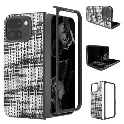 For Google Pixel 9 Pro Fold Black Frame Color Lattice Texture PU Phone Case(Black) - Google Cases by buy2fix | Online Shopping UK | buy2fix