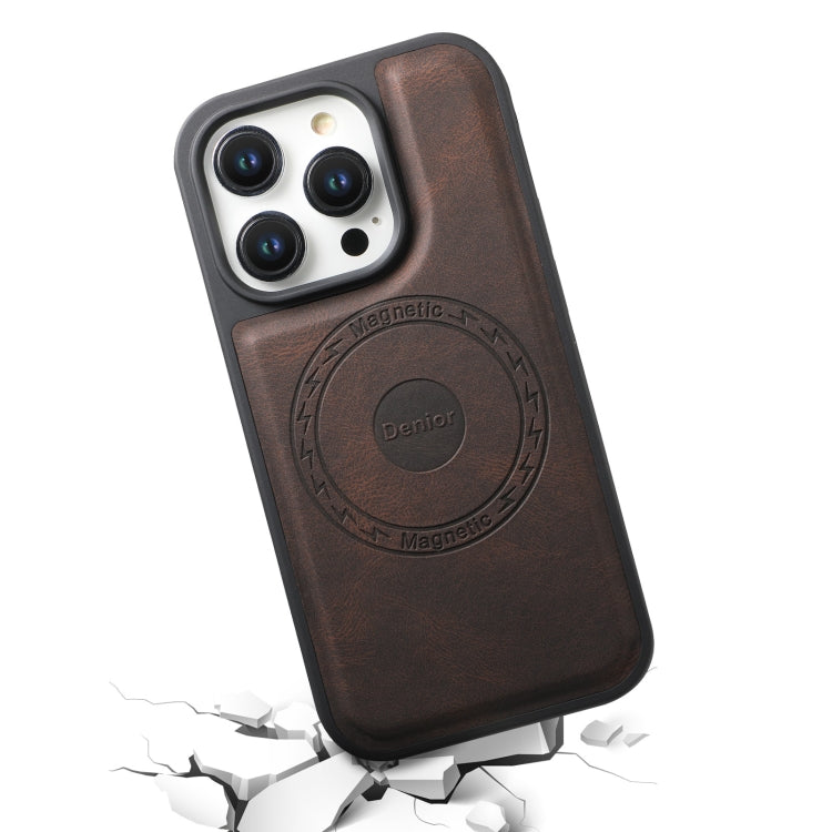 For iPhone 14 / 13 Denior A13 Skin Feel MagSafe Phone Case(Brown) - iPhone 14 Cases by Denior | Online Shopping UK | buy2fix