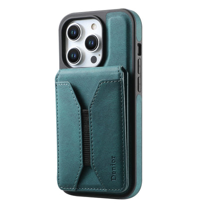 For iPhone 12 Pro Max Denior D17 Skin Feel MagSafe Detachable Card Slot Phone Case(Blue) - iPhone 12 Pro Max Cases by Denior | Online Shopping UK | buy2fix