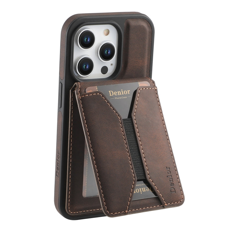 For iPhone 14 / 13 Denior D17 Skin Feel MagSafe Detachable Card Slot Phone Case(Brown) - iPhone 14 Cases by Denior | Online Shopping UK | buy2fix