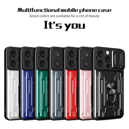 For iPhone 16 Pro Max Sliding Camshield TPU+PC Phone Case with Card Slot(White) - iPhone 16 Pro Max Cases by buy2fix | Online Shopping UK | buy2fix